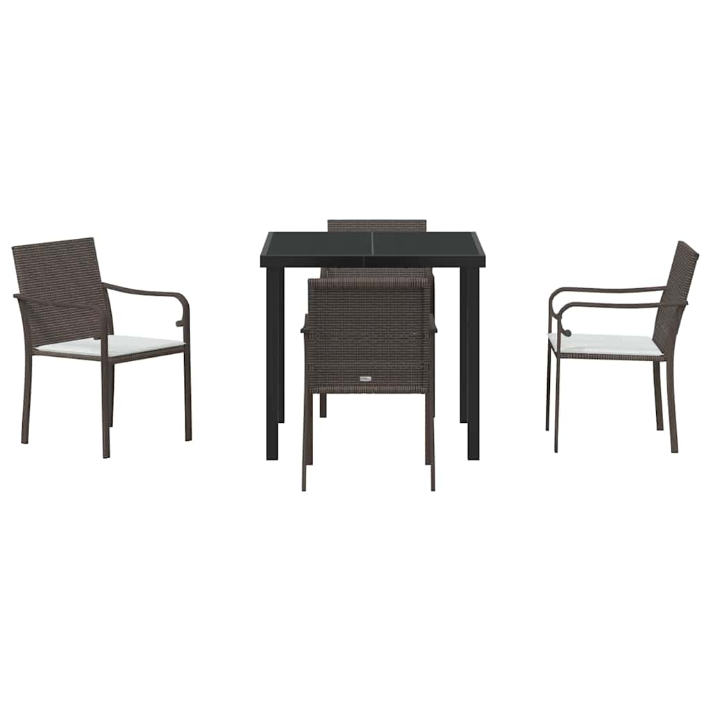 Tuin eettafelset 5 pcs Bruin en zwart PE Rattan – afbeelding 7