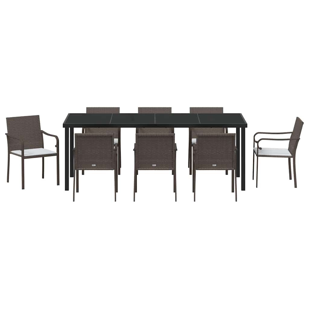 Tuin eettafelset 9 pcs Bruin en zwart PE Rattan – afbeelding 7
