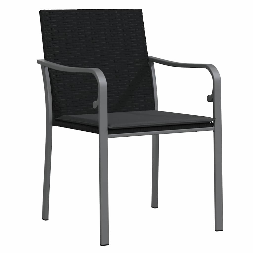 Tuin eettafelset 9 pcs Zwart en Grijs PE Rattan – afbeelding 6