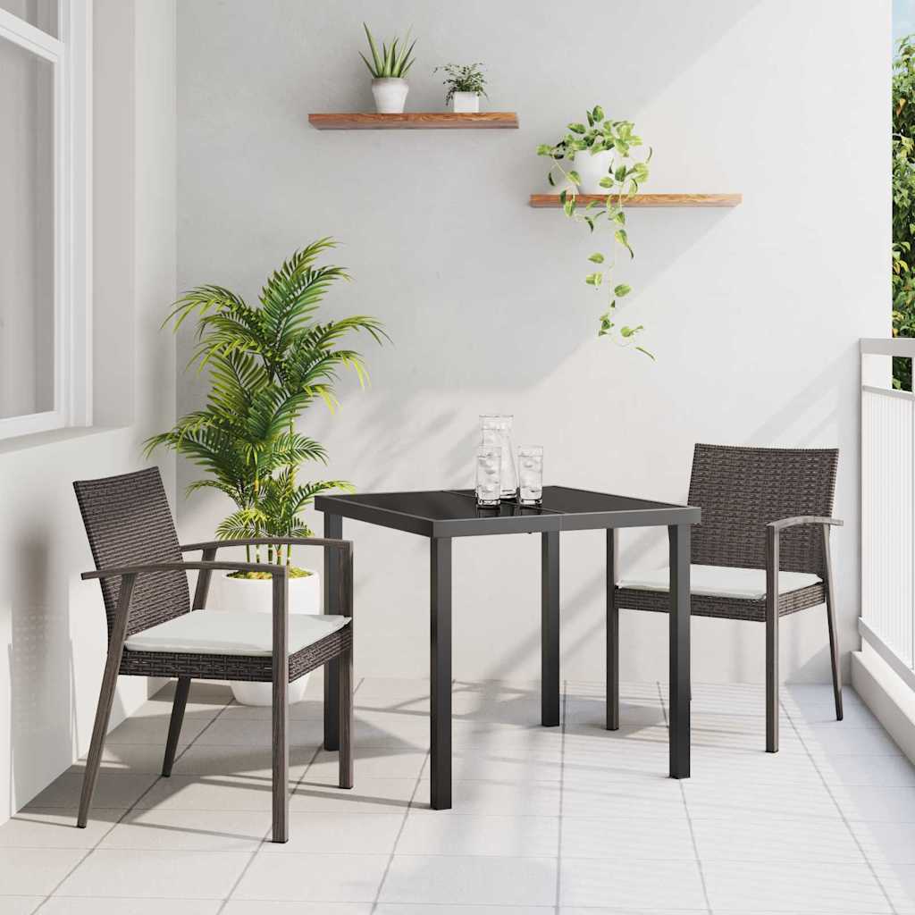 Tuin eettafelset 3 pcs Bruin en zwart PE Rattan – afbeelding 1