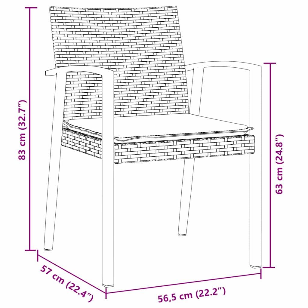Tuin eettafelset 3 pcs Bruin en zwart PE Rattan – afbeelding 10