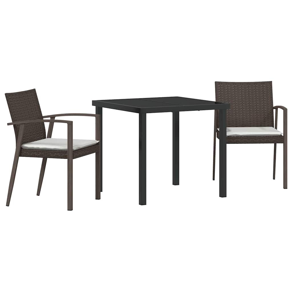 Tuin eettafelset 3 pcs Bruin en zwart PE Rattan – afbeelding 2