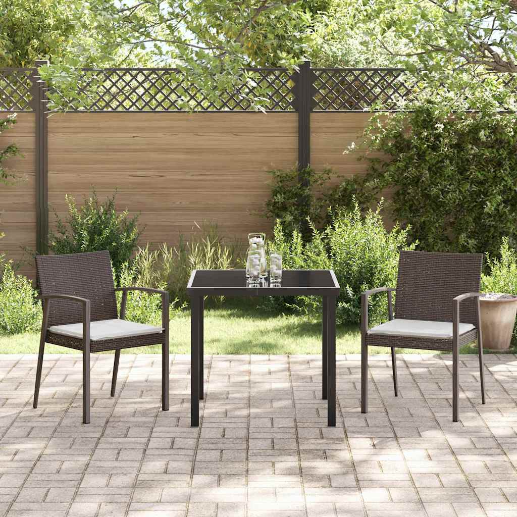 Tuin eettafelset 3 pcs Bruin en zwart PE Rattan – afbeelding 4