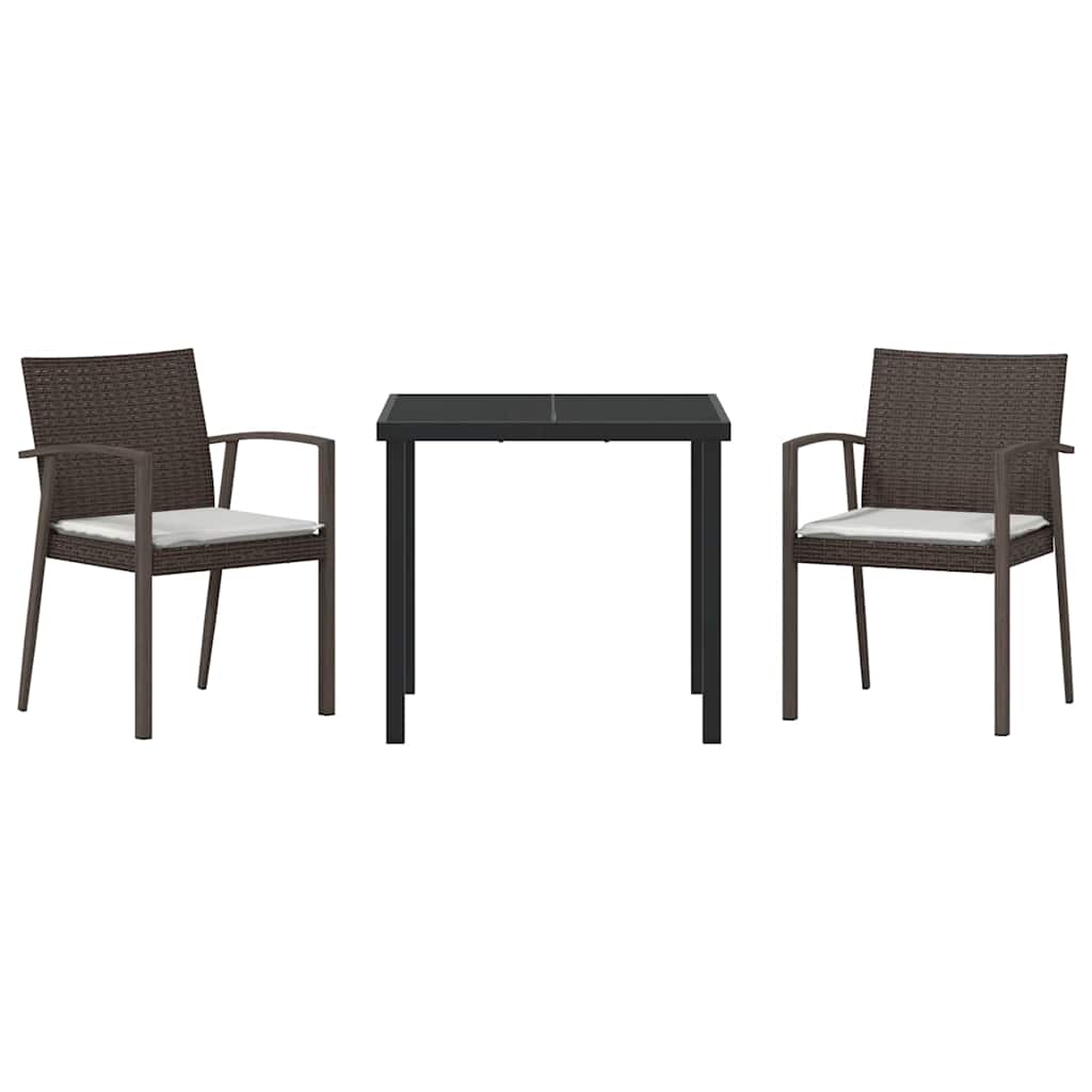 Tuin eettafelset 3 pcs Bruin en zwart PE Rattan – afbeelding 7