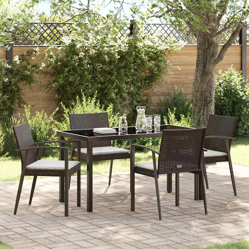 Tuin eettafelset 5 pcs Bruin en zwart PE Rattan – afbeelding 1