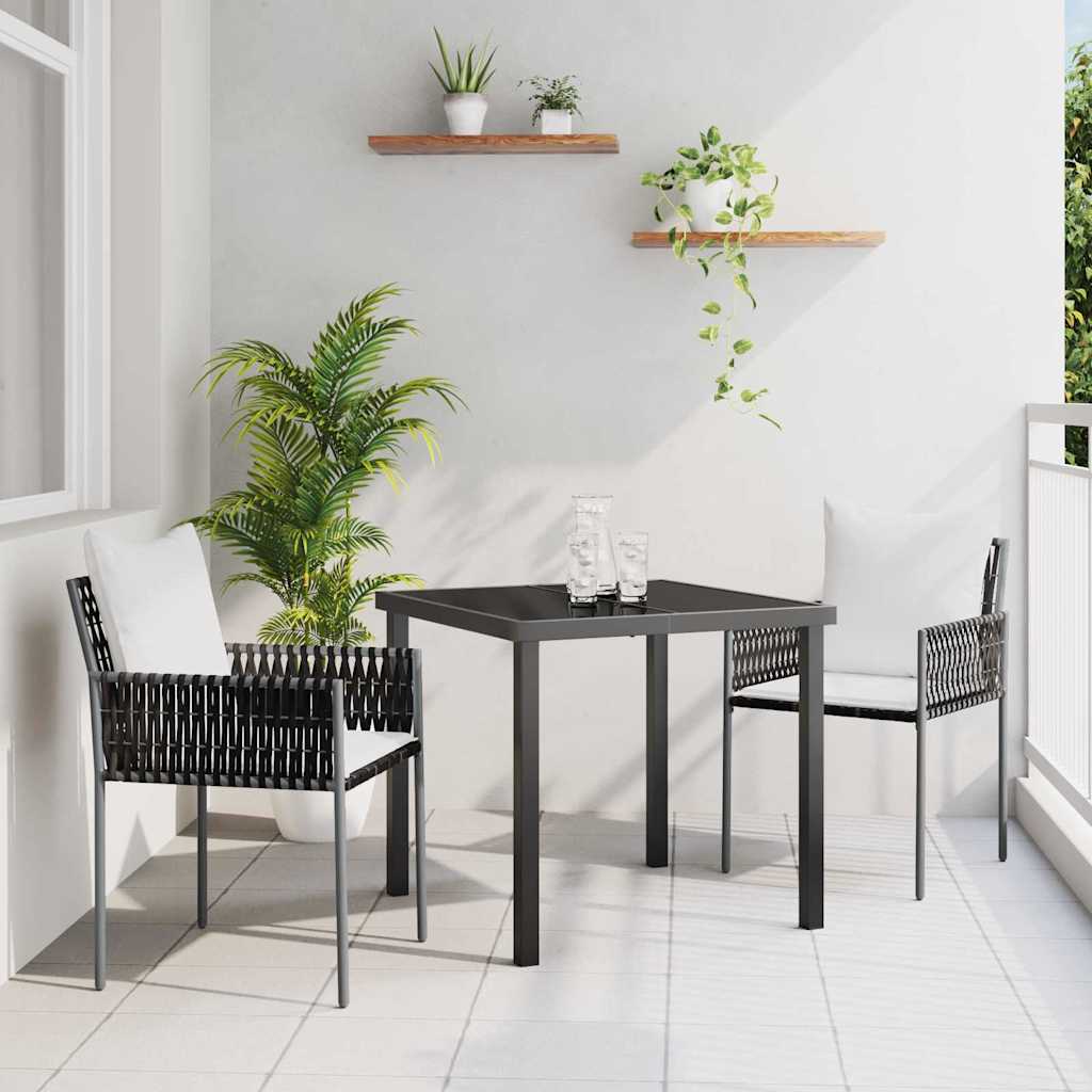 Tuin eettafelset 3 pcs Bruin en zwart PE Rattan – afbeelding 1