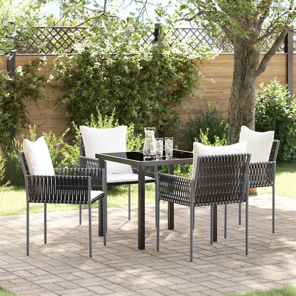 Tuin eettafelset 5 pcs Bruin en zwart PE Rattan – afbeelding 1