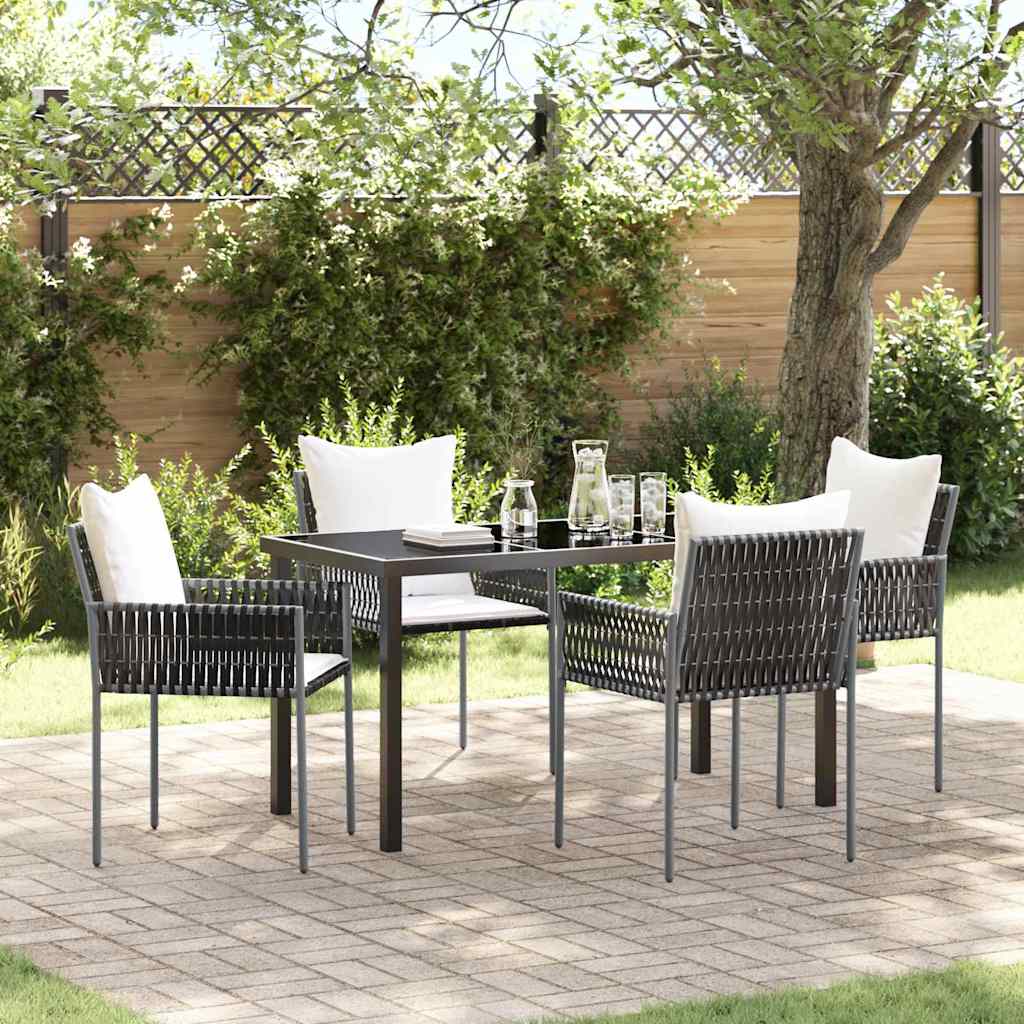 Tuin eettafelset 5 pcs Bruin en zwart PE Rattan – afbeelding 1