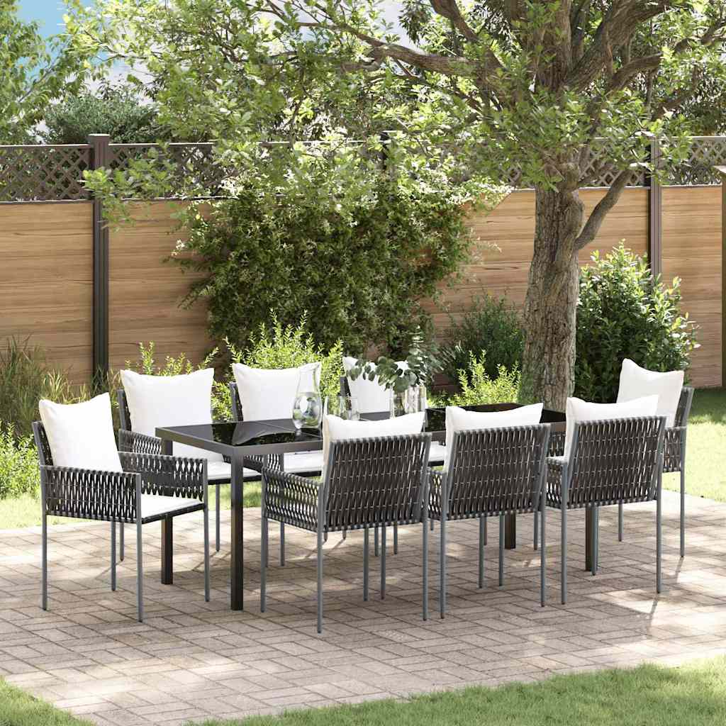 Tuin eettafelset 9 pcs Bruin en zwart PE Rattan – afbeelding 1