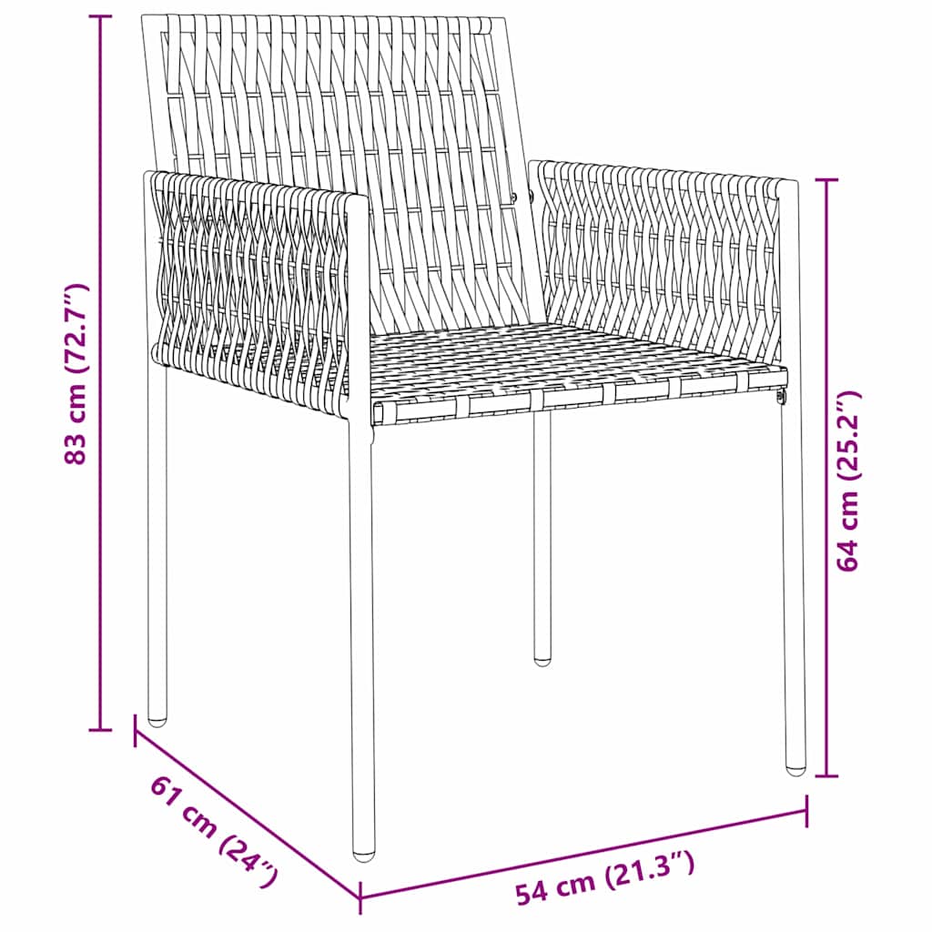 Tuin eettafelset 9 pcs Bruin en zwart PE Rattan – afbeelding 10