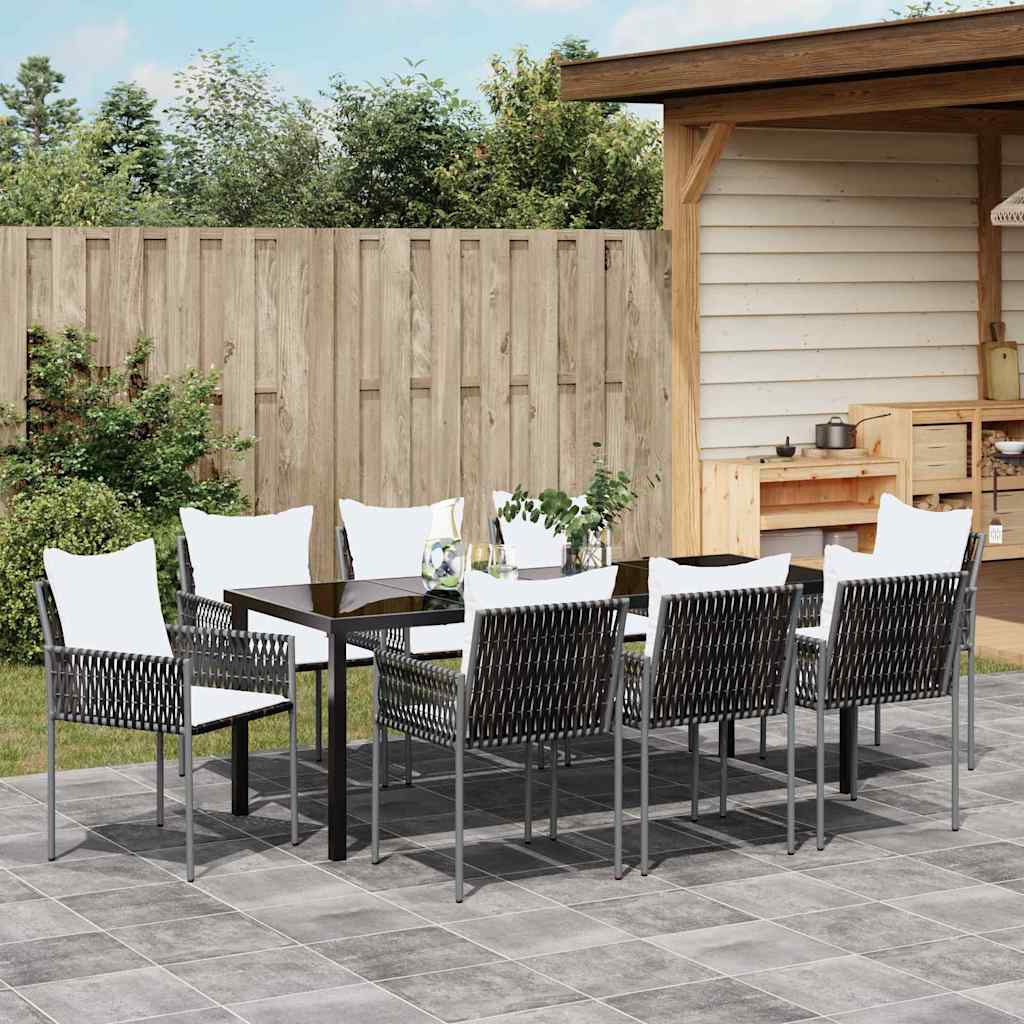 Tuin eettafelset 9 pcs Bruin en zwart PE Rattan – afbeelding 4