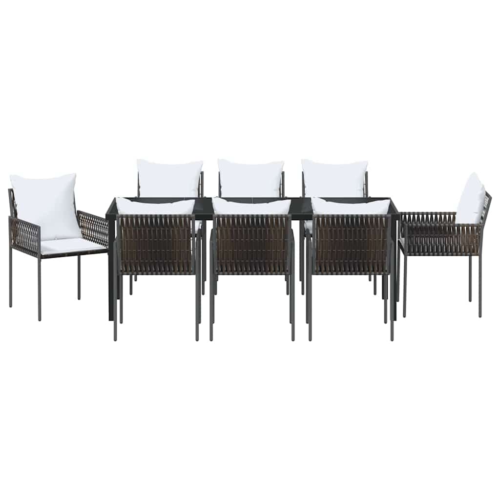 Tuin eettafelset 9 pcs Bruin en zwart PE Rattan – afbeelding 7