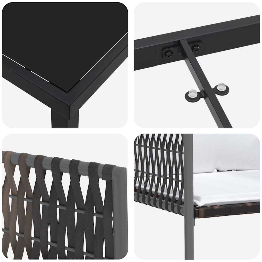 Tuin eettafelset 9 pcs Bruin en zwart PE Rattan – afbeelding 9