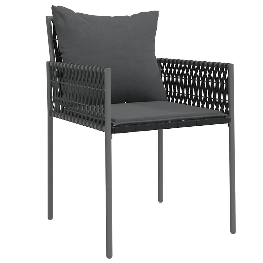 Tuin eettafelset 9 pcs Zwart en Grijs PE Rattan – afbeelding 6