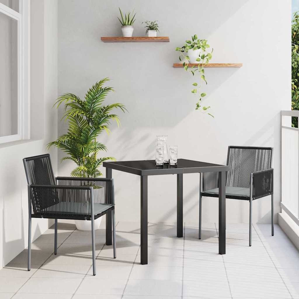 Tuin eettafelset 3 pcs Zwart PE Rattan – afbeelding 1