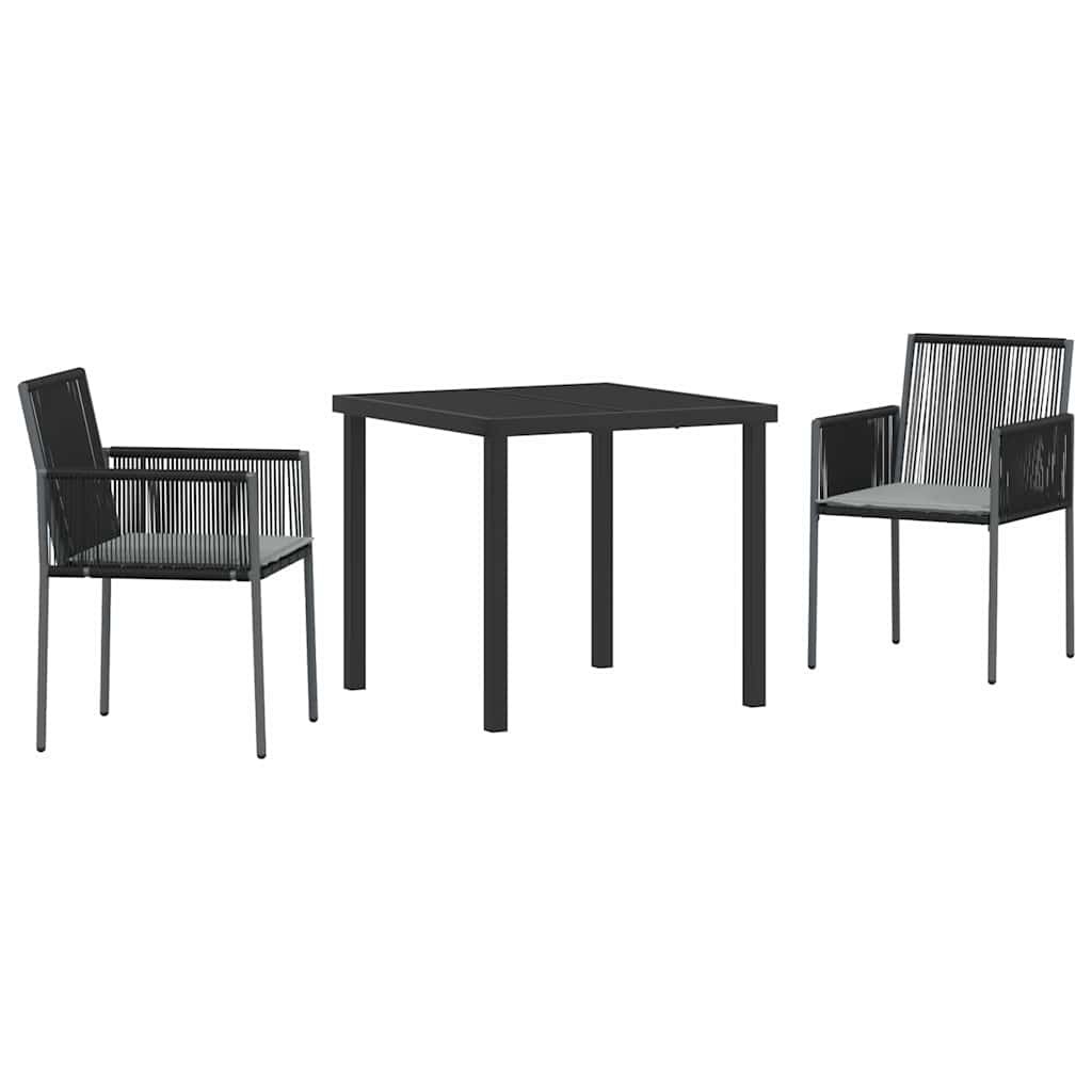 Tuin eettafelset 3 pcs Zwart PE Rattan – afbeelding 2