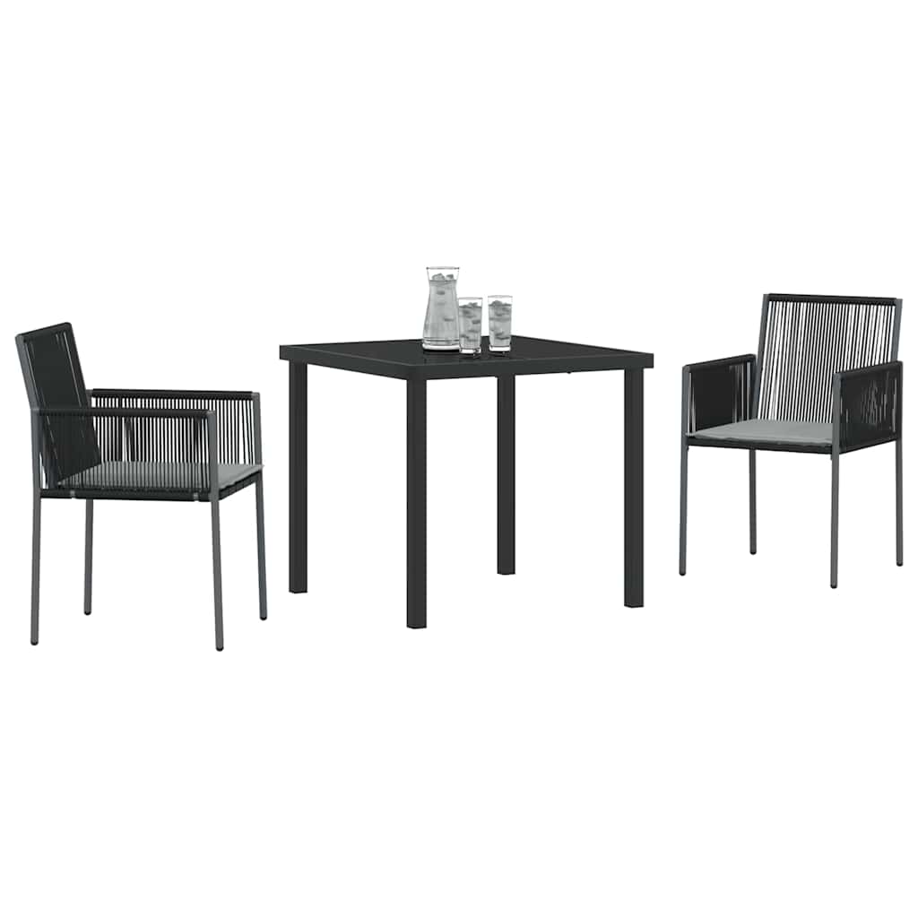 Tuin eettafelset 3 pcs Zwart PE Rattan – afbeelding 3