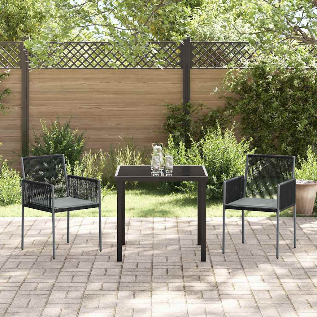 Tuin eettafelset 3 pcs Zwart PE Rattan – afbeelding 4