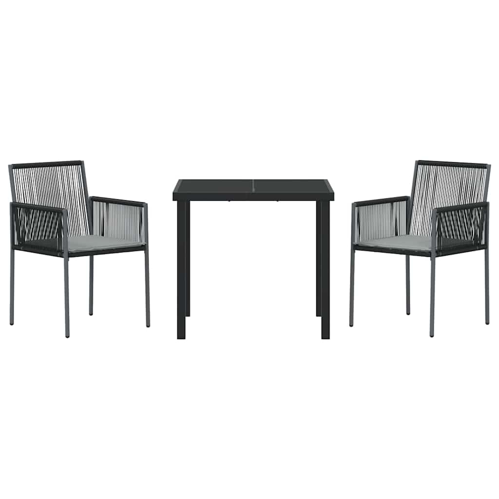 Tuin eettafelset 3 pcs Zwart PE Rattan – afbeelding 7