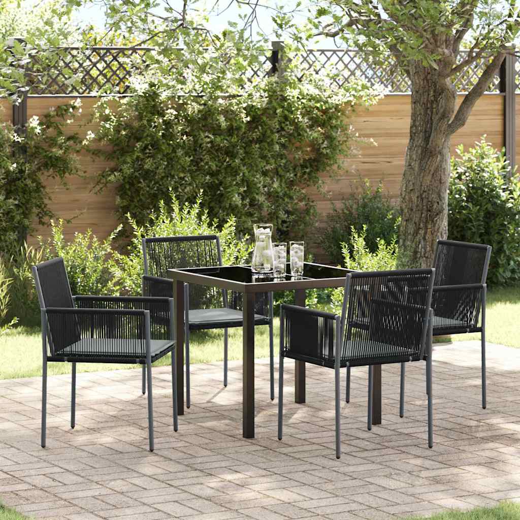Tuin eettafelset 5 pcs Zwart PE Rattan – afbeelding 1
