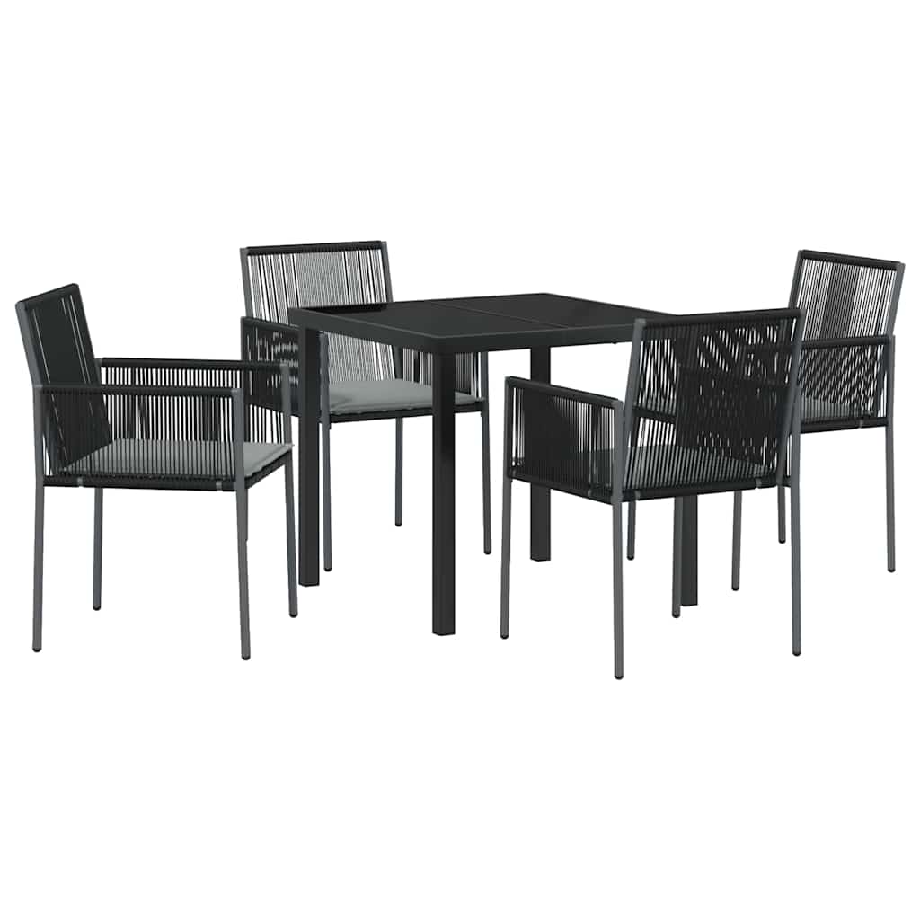 Tuin eettafelset 5 pcs Zwart PE Rattan – afbeelding 2