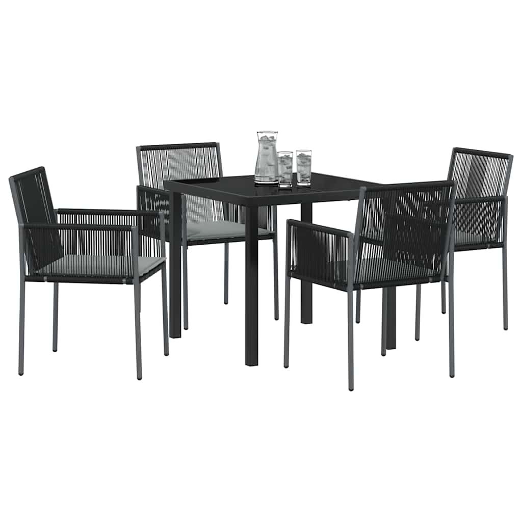 Tuin eettafelset 5 pcs Zwart PE Rattan – afbeelding 3