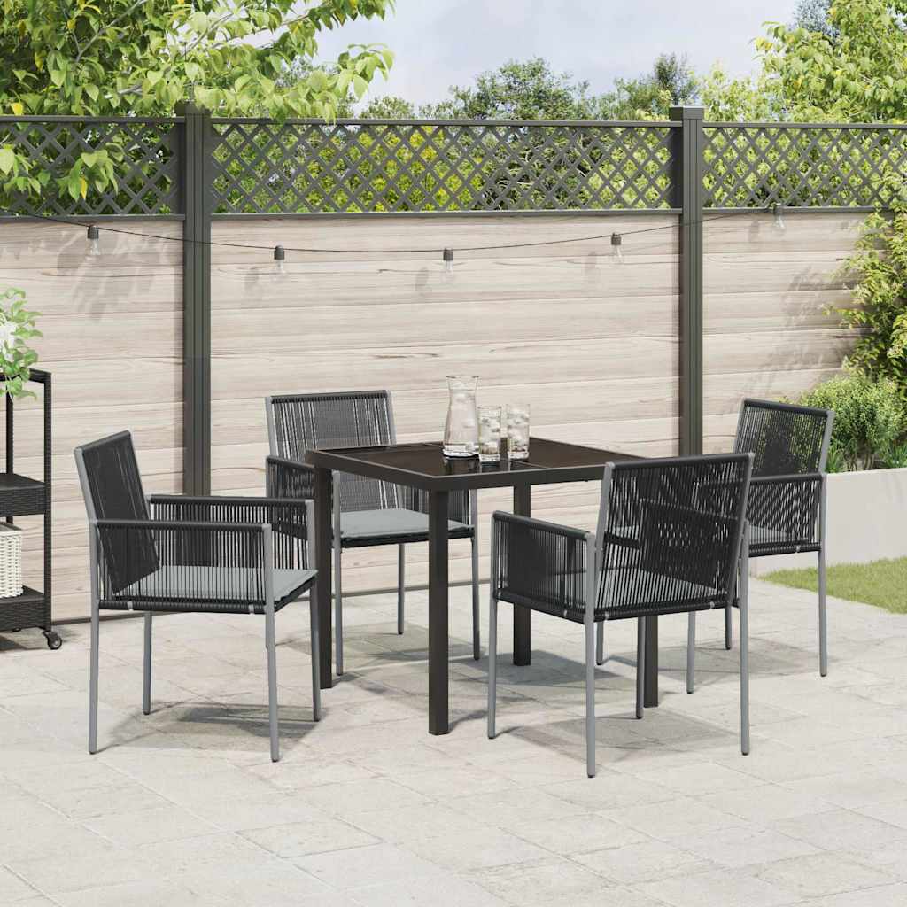 Tuin eettafelset 5 pcs Zwart PE Rattan – afbeelding 4