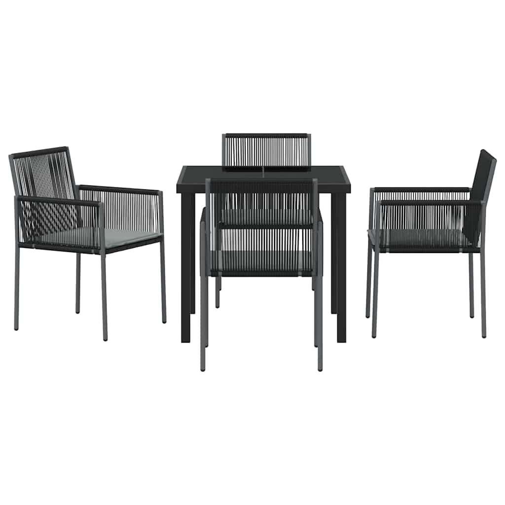 Tuin eettafelset 5 pcs Zwart PE Rattan – afbeelding 7