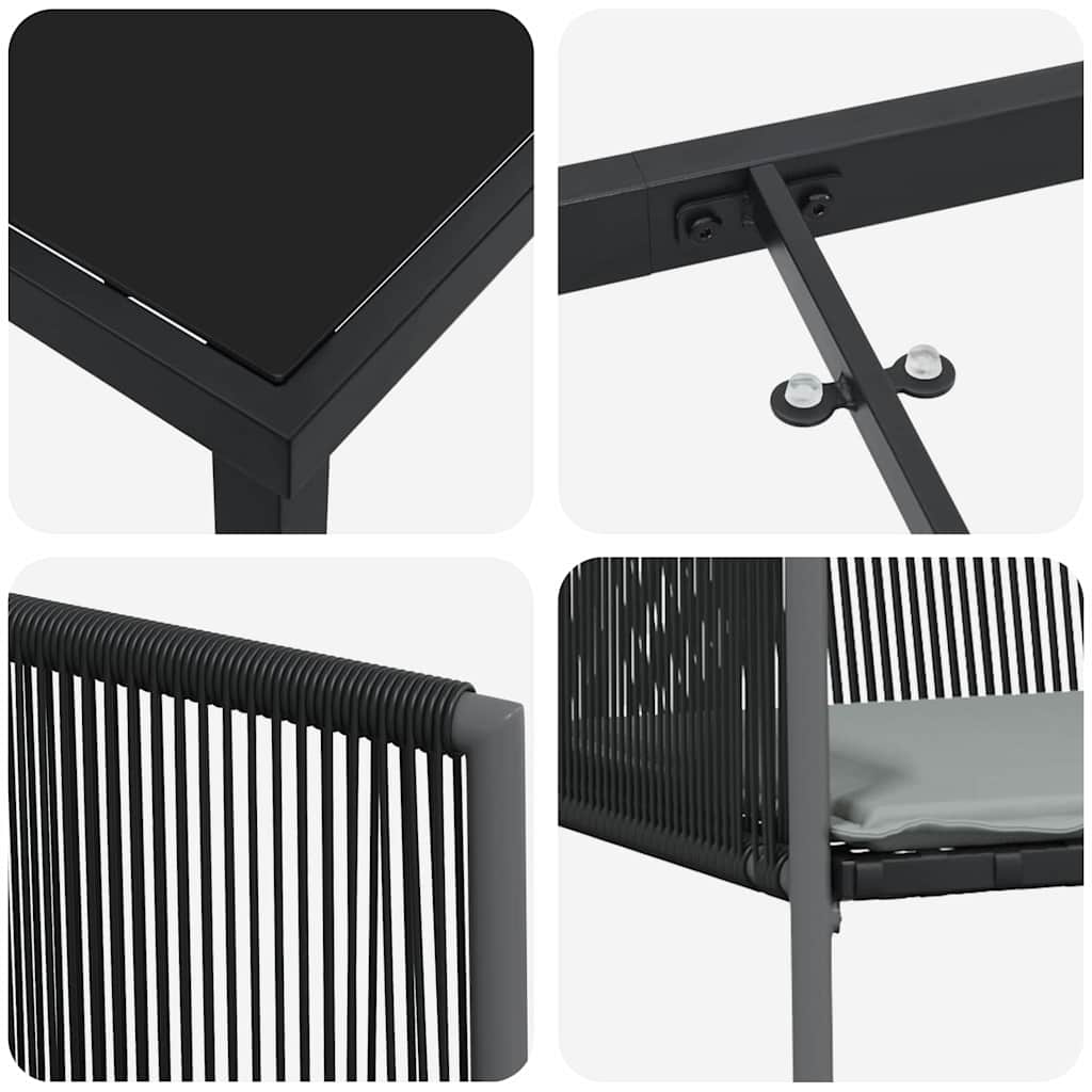 Tuin eettafelset 5 pcs Zwart PE Rattan – afbeelding 9
