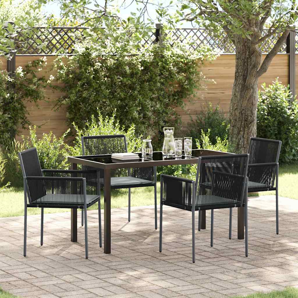 Tuin eettafelset 5 pcs Zwart PE Rattan – afbeelding 1