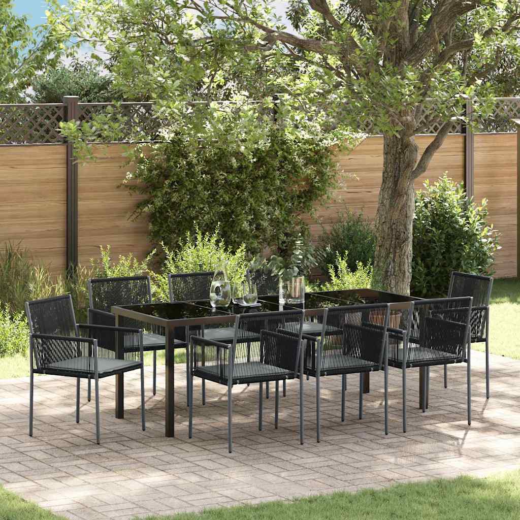 Tuin eettafelset 9 pcs Zwart PE Rattan – afbeelding 1