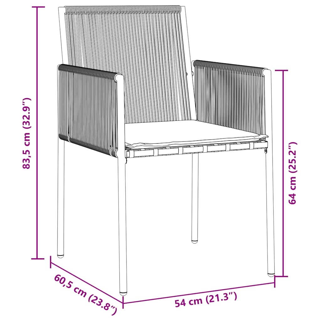 Tuin eettafelset 9 pcs Zwart PE Rattan – afbeelding 10