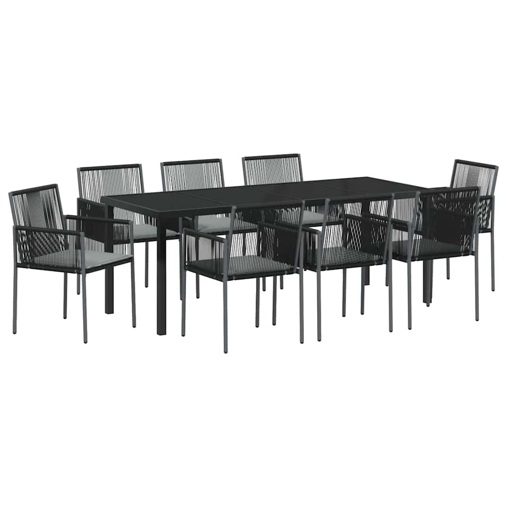 Tuin eettafelset 9 pcs Zwart PE Rattan – afbeelding 2
