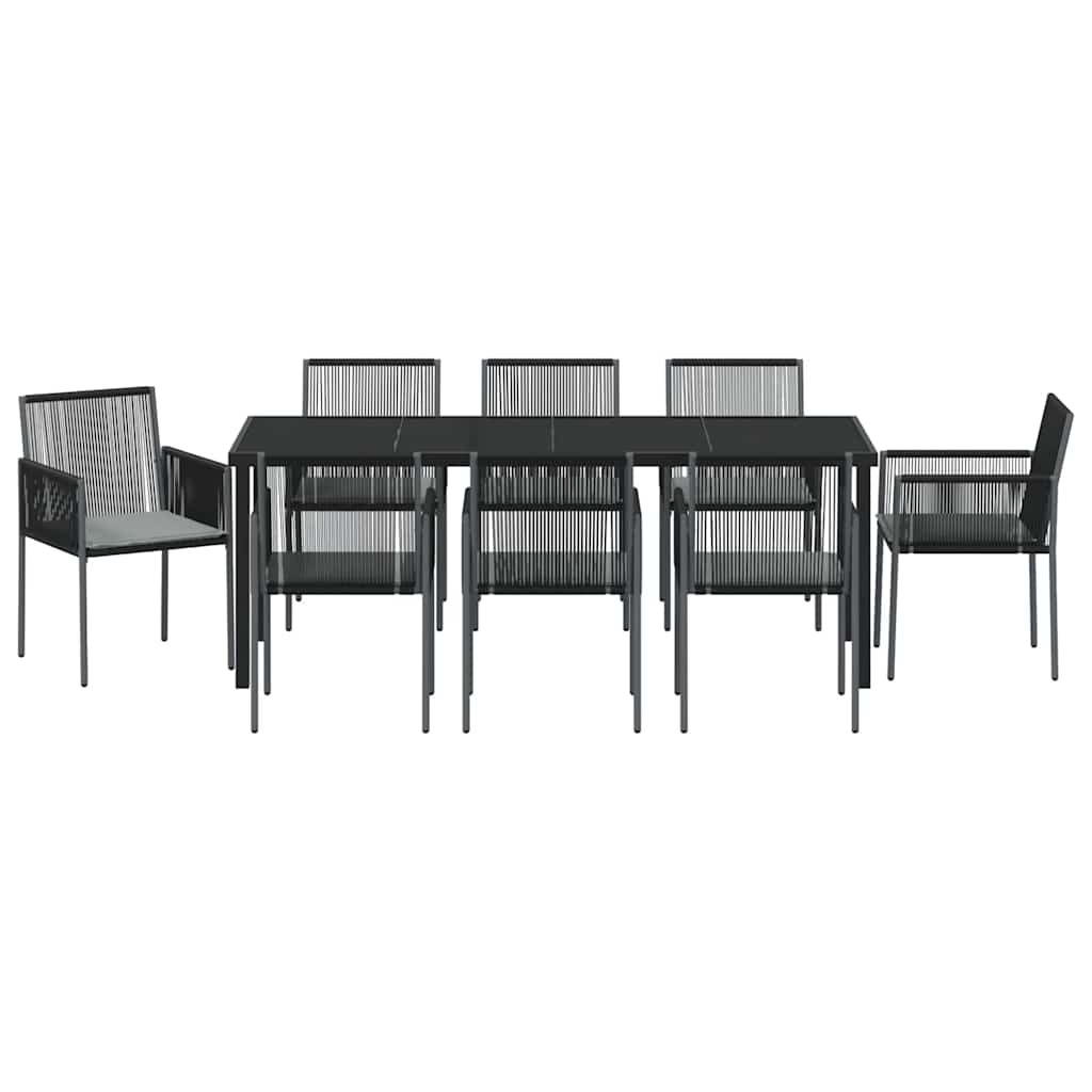 Tuin eettafelset 9 pcs Zwart PE Rattan – afbeelding 7