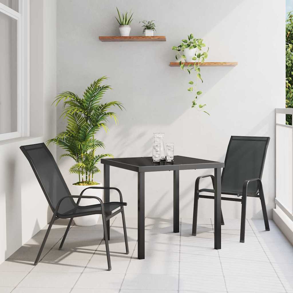 Tuin eettafelset 3 pcs Zwart Poedercoating staal – afbeelding 1