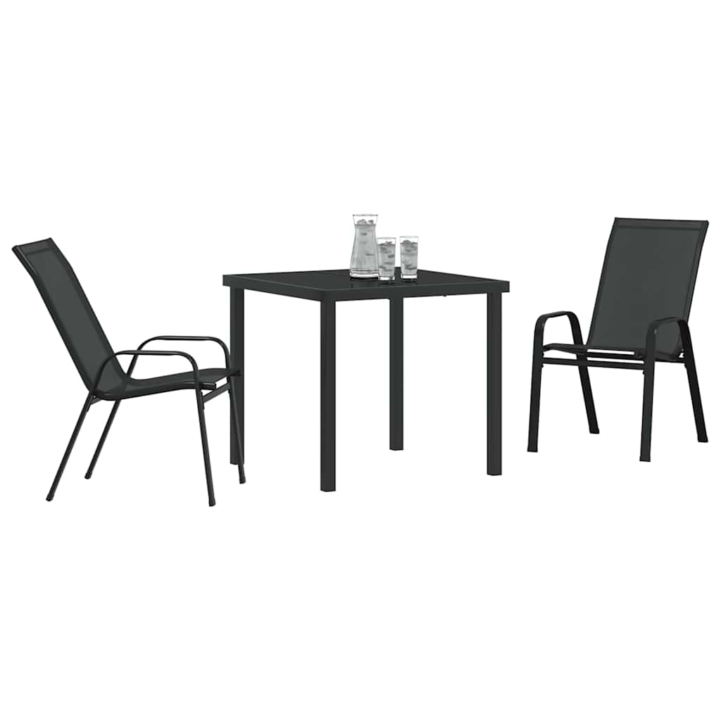 Tuin eettafelset 3 pcs Zwart Poedercoating staal – afbeelding 3