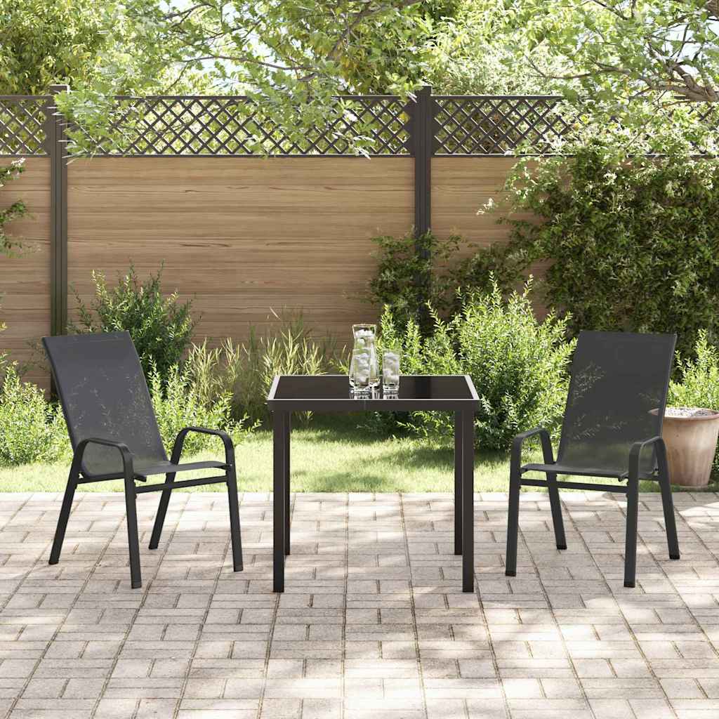 Tuin eettafelset 3 pcs Zwart Poedercoating staal – afbeelding 4