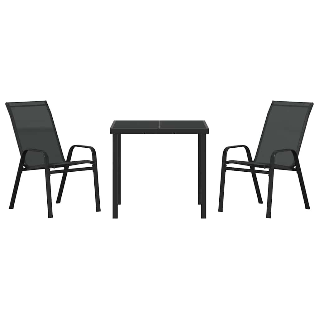 Tuin eettafelset 3 pcs Zwart Poedercoating staal – afbeelding 7