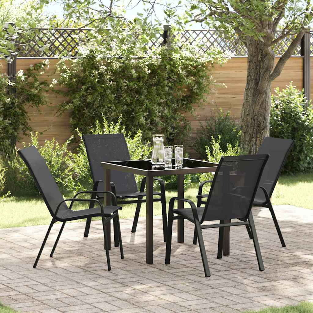 Tuin eettafelset 5 pcs Zwart Poedercoating staal – afbeelding 1