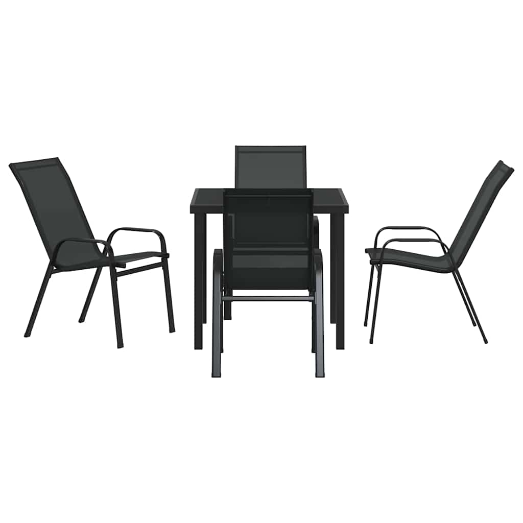 Tuin eettafelset 5 pcs Zwart Poedercoating staal – afbeelding 7