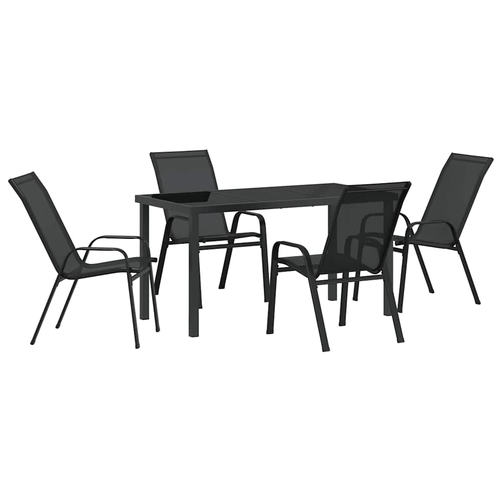 Tuin eettafelset 5 pcs Zwart Poedercoating staal – afbeelding 2