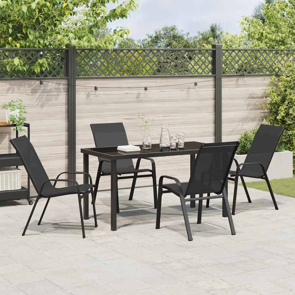 Tuin eettafelset 5 pcs Zwart Poedercoating staal – afbeelding 4
