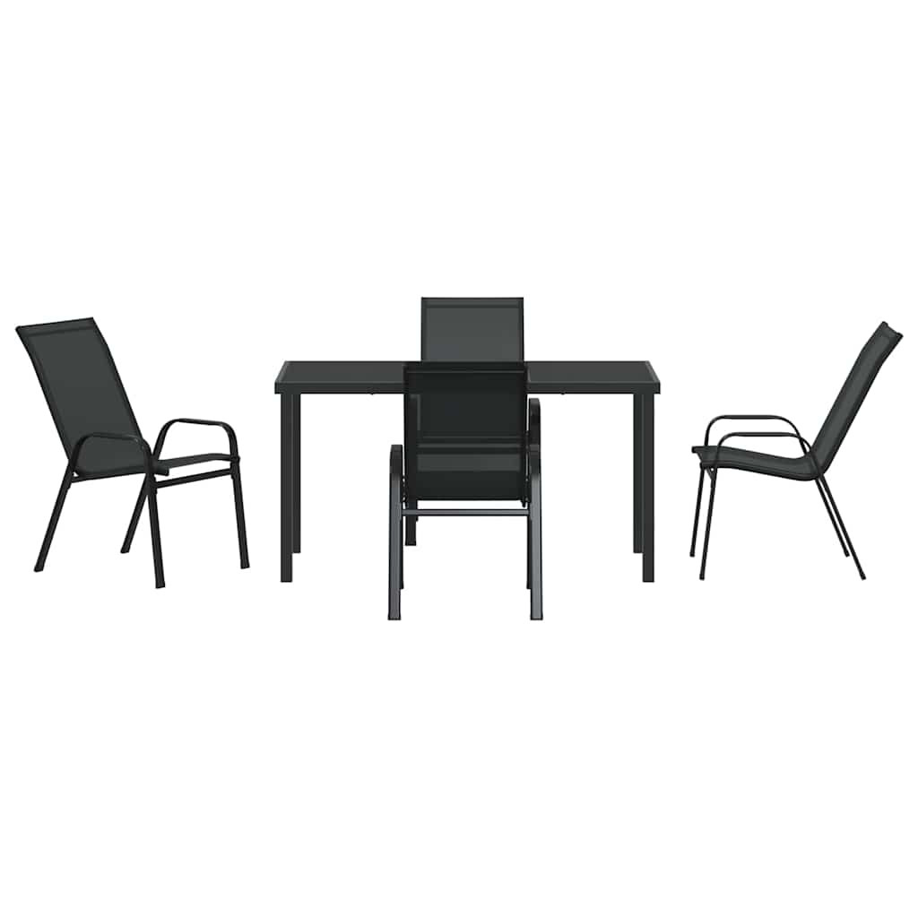 Tuin eettafelset 5 pcs Zwart Poedercoating staal – afbeelding 7