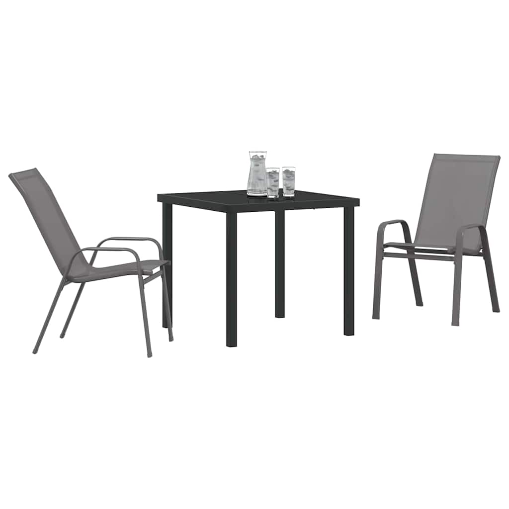 Tuin eettafelset 3 pcs Grijs en zwart Poedercoating staal – afbeelding 3