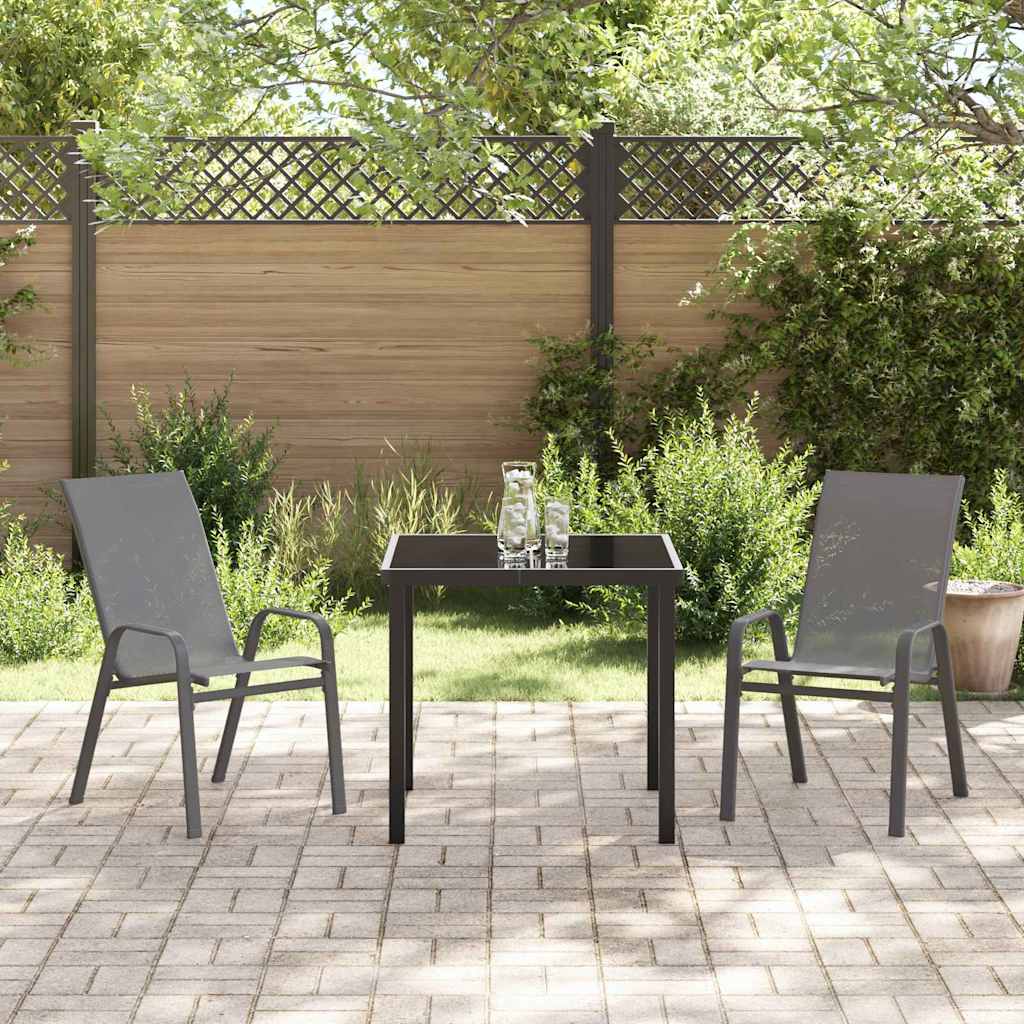 Tuin eettafelset 3 pcs Grijs en zwart Poedercoating staal – afbeelding 4