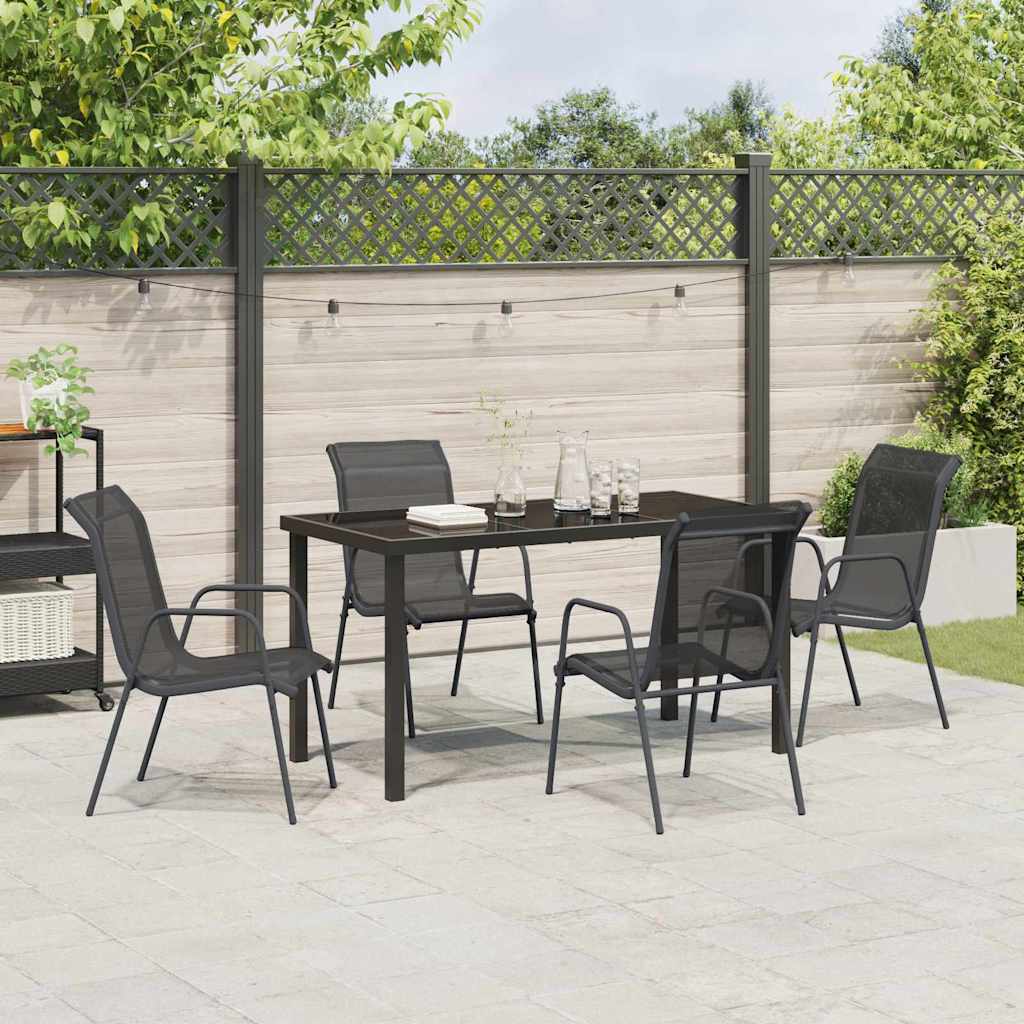 Tuin eettafelset 5 pcs Zwart Gepoedercoat staal – afbeelding 4