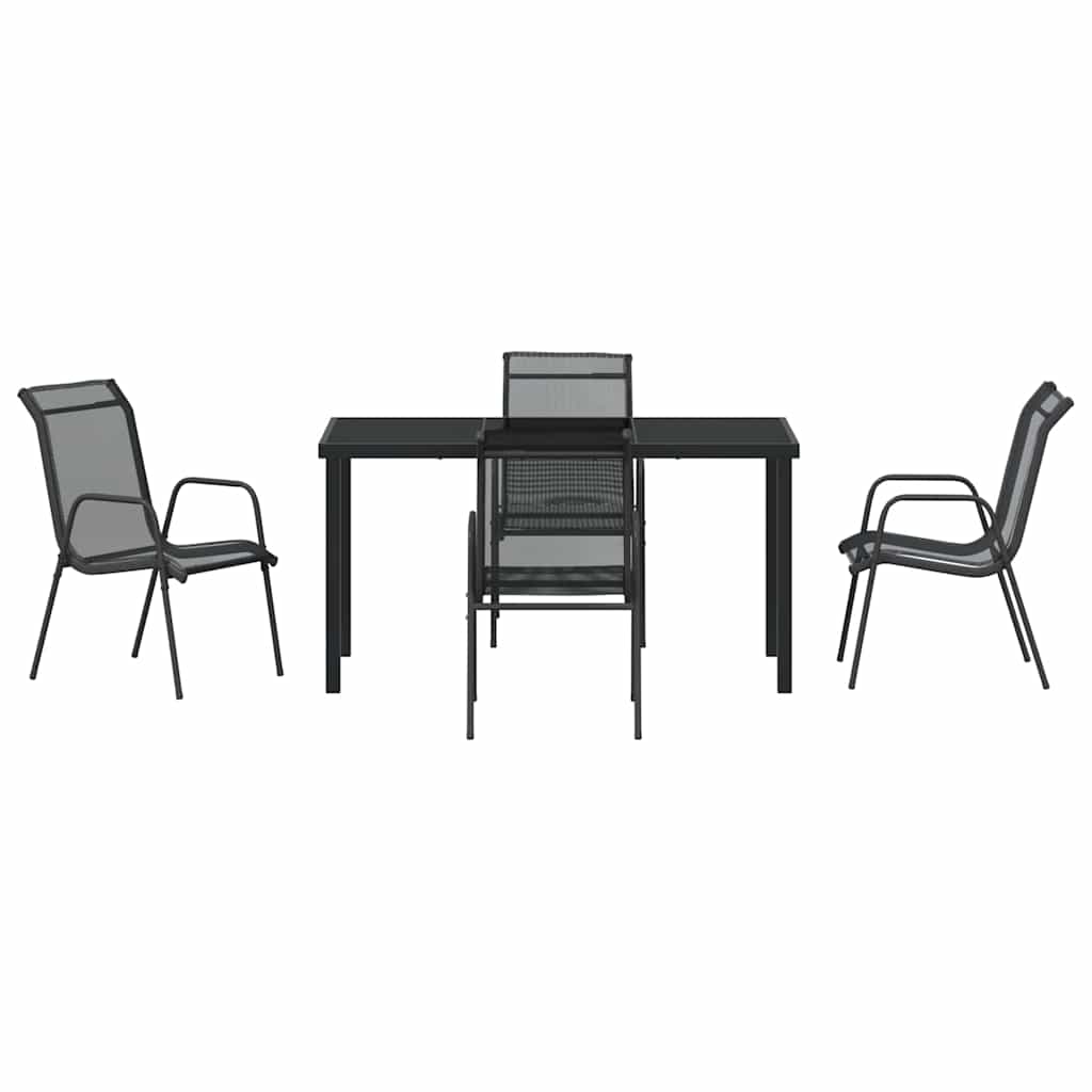 Tuin eettafelset 5 pcs Zwart Gepoedercoat staal – afbeelding 7