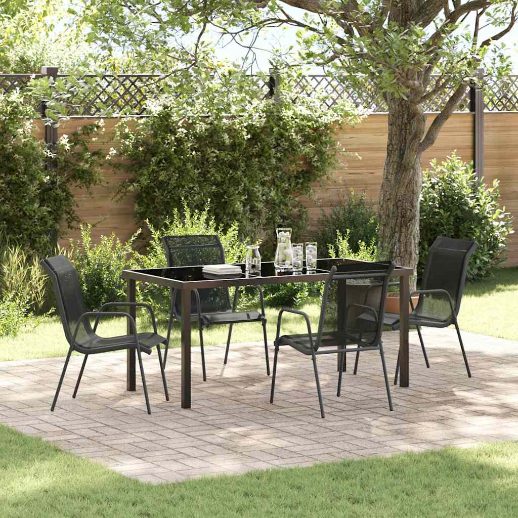 Tuin eettafelset 5 pcs Zwart Gepoedercoat staal – afbeelding 1