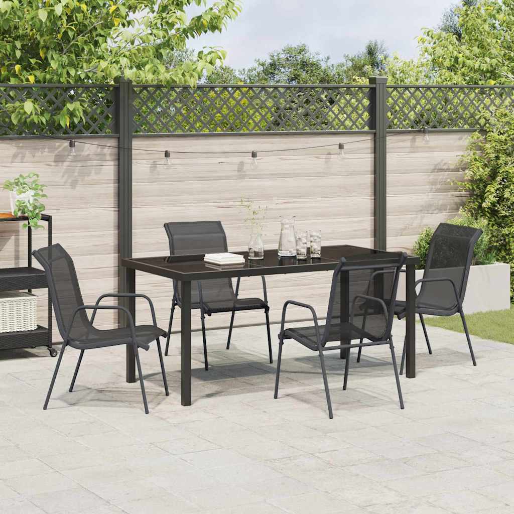 Tuin eettafelset 5 pcs Zwart Gepoedercoat staal – afbeelding 4