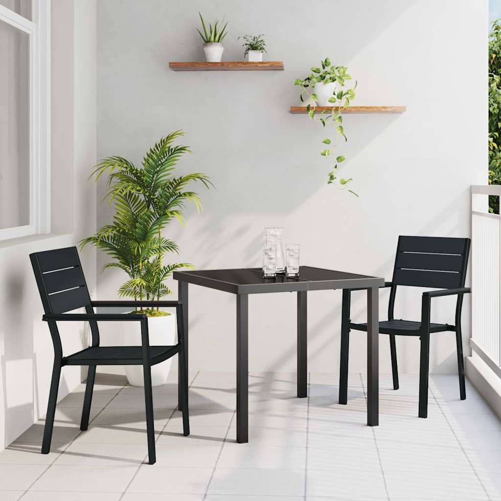 Tuin eettafelset 3 pcs Zwart Gepoedercoat staal – afbeelding 1